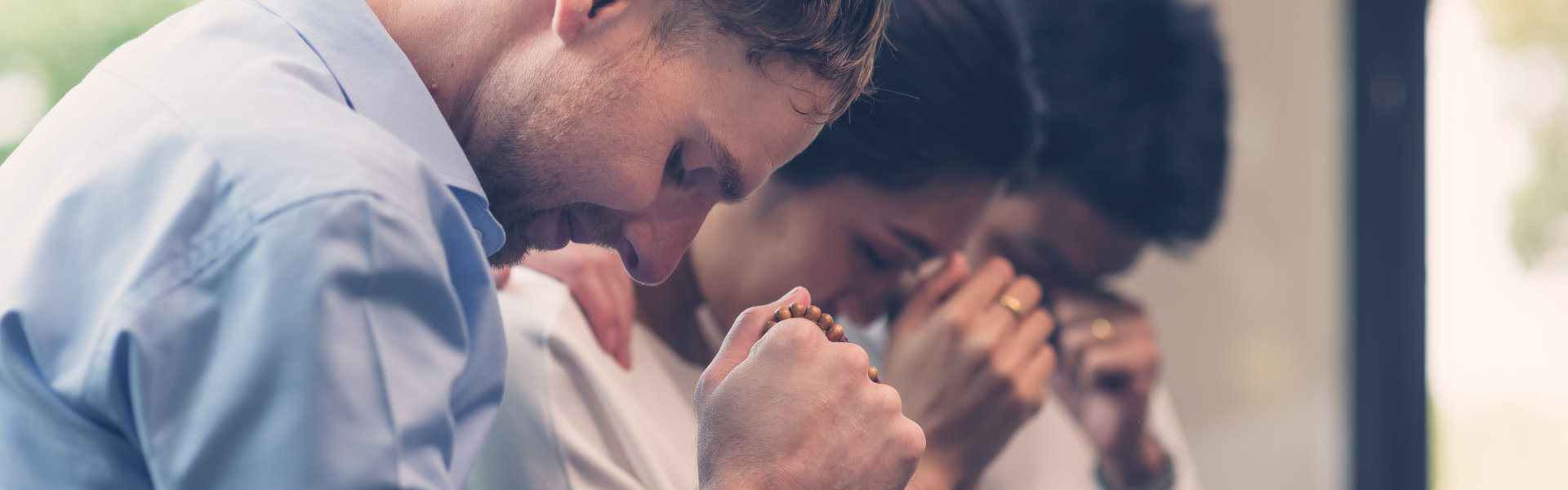 A group of people praying